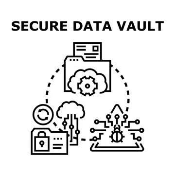 Secure data vault protecting cloud information cyber security Stockillustratie