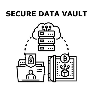 Secure data vault protecting cloud network and digital assets Stock Illustration