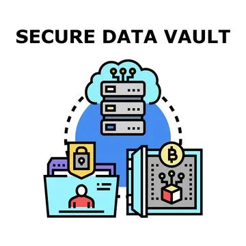Secure data vault protecting cloud network and digital assets Stock Illustration