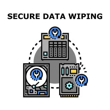 Secure data wiping process for digital storage devices Stock Illustration