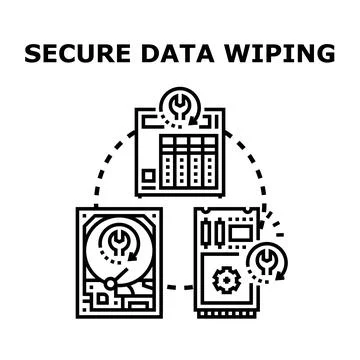 Secure data wiping process for digital storage devices Stock Illustration