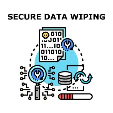 Secure data wiping process vector illustration concept Stock Illustration