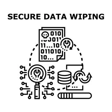 Secure data wiping process vector illustration concept Stock Illustration