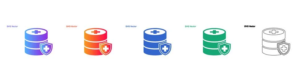 Secure Database Icon Set Stock Illustration