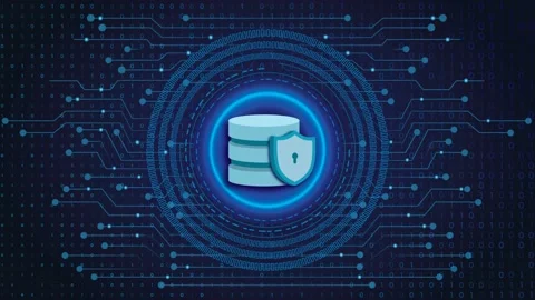 Secure Database Icon Showing Concept of Data Security. Animated 4k Shown Stock Footage 176434443