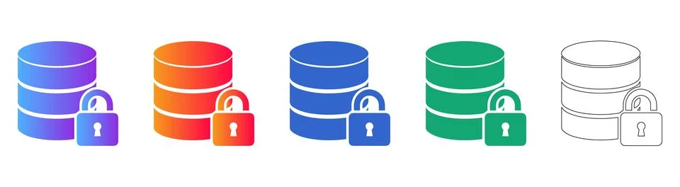 Secure Database Icons Stock Illustration