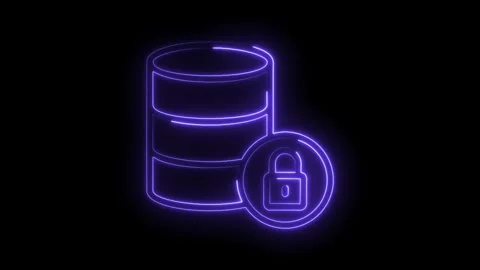Secure database with neon glow security and privacy concept for it Stock Footage 322975094