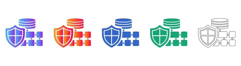 Secure Database Network Topology Collection Stock Illustration