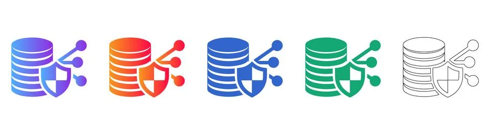 Secure Database Network Vector Icons icon set Stock Illustration