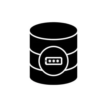 Secure Database Password Access Black Filled Style Icon Stock Illustration