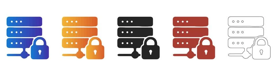 Secure database server icon with padlock for data protection 스톡 일러스트