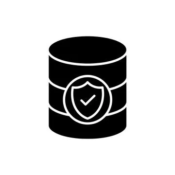 Secure Database Shield Protection Black Filled Style Icon Illustrazione stock
