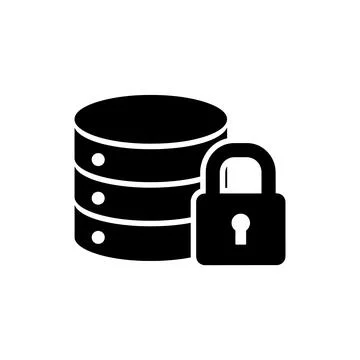 Secure Database Storage and Padlock Icon Stock Illustration