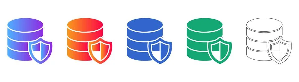 Secure Database Storage Concept Icon Set Stock Illustration