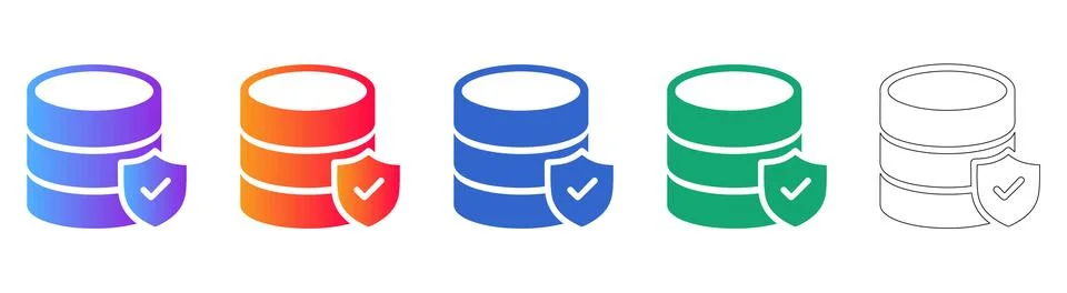 Secure Database Storage Icons Stock Illustration