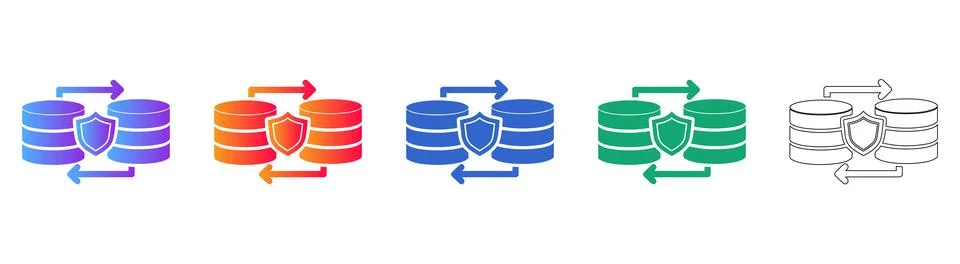 Secure Database Synchronization Icons Stock Illustration
