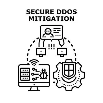Secure ddos mitigation protecting network from cyberattack 스톡 일러스트