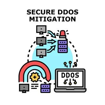 Secure ddos mitigation protecting server from cyber attack イラスト素材