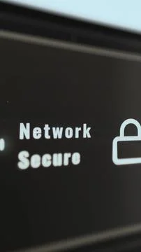 Secure Defense Network Status on Vertical Screen 库存照片