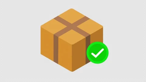 Secure Delivered Package Box with Green Check Mark Verification Animation on 库存影片 339760691