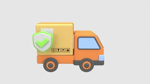 Secure delivery truck with package and shield icon representing insured shi.. Stock Footage 310602269