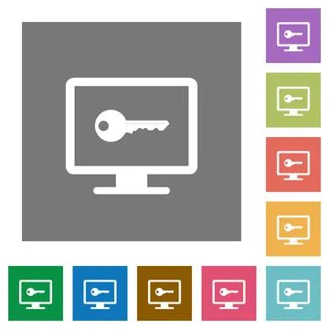 Secure desktop square flat icons Stock Illustration