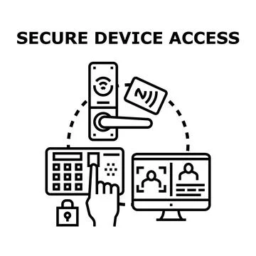 Secure device access managing digital security systems Stock Illustration