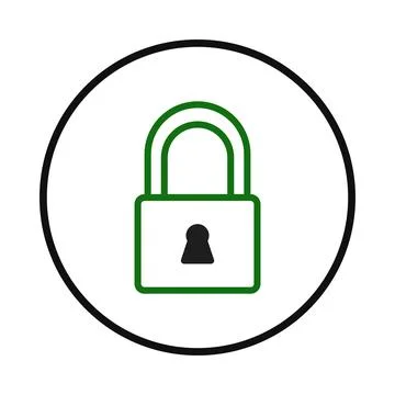 Secure digital access green padlock icon safety protection privacy design w.. Stock Illustration