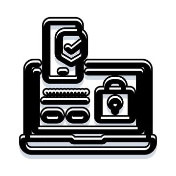 Secure digital access with multi device authentication Stock Illustration