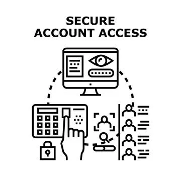 Secure digital account access with biometric authentication Stock Illustration