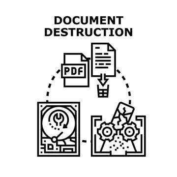 Secure digital and physical document destruction process Stock Illustration