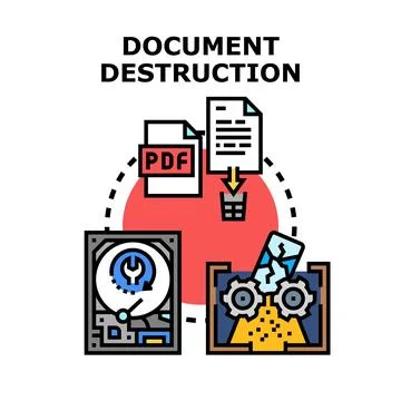 Secure digital and physical document destruction process Stock Illustration