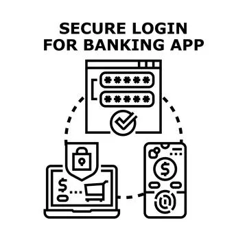 Secure digital authentication for banking application access Stock Illustration