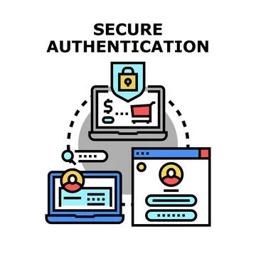 Secure digital authentication process for online access Stock Illustration