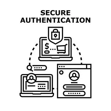 Secure digital authentication process for online access Stock Illustration