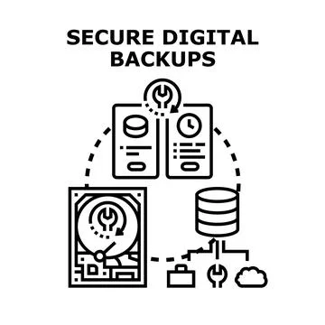 Secure digital backups and data protection concept Stock Illustration