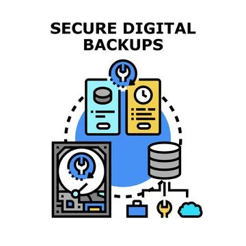 Secure digital backups and data protection concept Stock Illustration