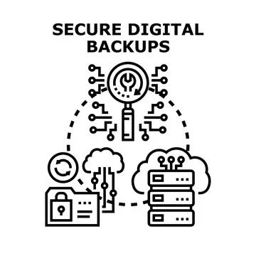 Secure digital backups protecting cloud data storage network Illustrazione stock