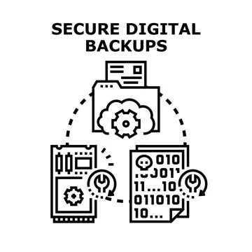 Secure digital backups protecting computer data Stockillustratie