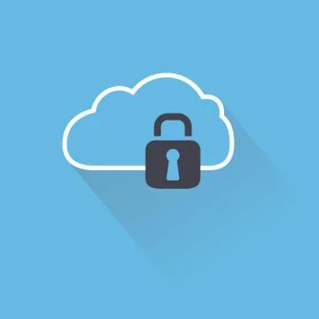 Secure digital cloud with lock 스톡 일러스트
