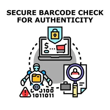 Secure digital commerce authenticity checking process using technology Stock Illustration