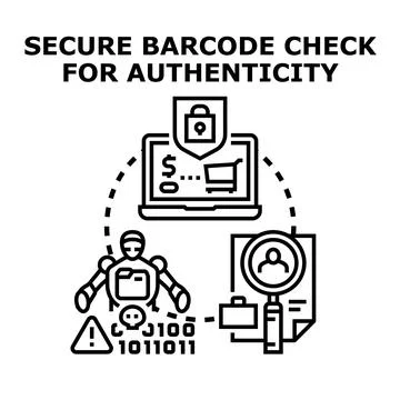 Secure digital commerce authenticity checking process using technology Stock Illustration