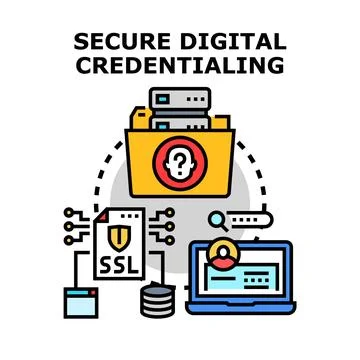 Secure digital credentialing system protecting online identity data イラスト素材