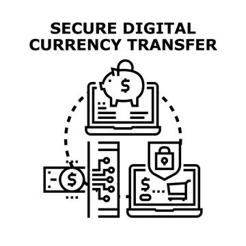 Secure digital currency transfer financial technology concept Stock Illustration
