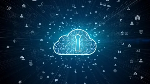 Secure Digital Data Network. Digital Cloud Computing Cyber Security Concept Stock Footage 119505054