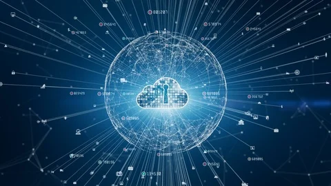 Secure Digital Data Network. Digital Cloud Computing Cyber Security Concept Stock-Footage 119505295