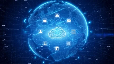 Secure Digital Data Network. Digital Cloud Computing Cyber Security Concept Stock Footage 120890566