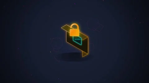 Secure Digital Data Protection Lock Icon Concept, Cybersecurity Abstract Ba.. Stock Footage 348231682