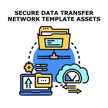 Secure digital data transfer network infrastructure communicating Stock Illustration