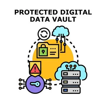 Secure digital data vault cloud computing concept 스톡 일러스트